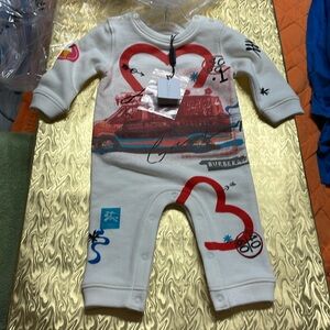 NWT Burberry six month fleece one piece with hearts from Neiman Marcus, CUTE!